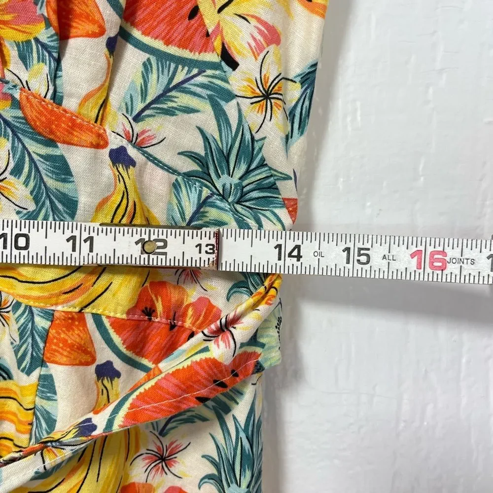 Marine Layer Camila Hemp Blend Romper Fruit Print Beachy with waist tie size XS